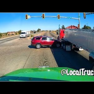 Trucker on his way to work - Car T-Bones Tractor Trailer